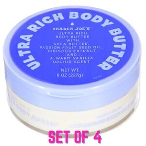 Set of 4 Trader Joe’s Ultra Rich Body Butter Vanilla Orchid Shea Butter 8oz NEW!